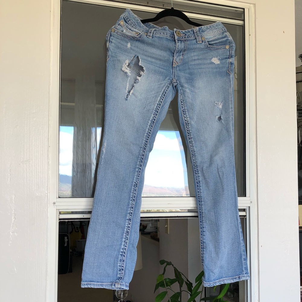 EXPRESS Distressed Jeans Mid Rise - Picture 1 of 8
